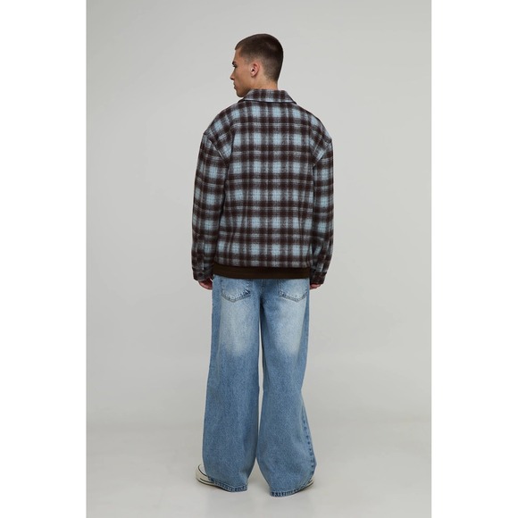 BoohooMAN Baggy Rigid Washed Jeans Light Blue Size 34 Button-Fly Actual 36x31 - Picture 2 of 16